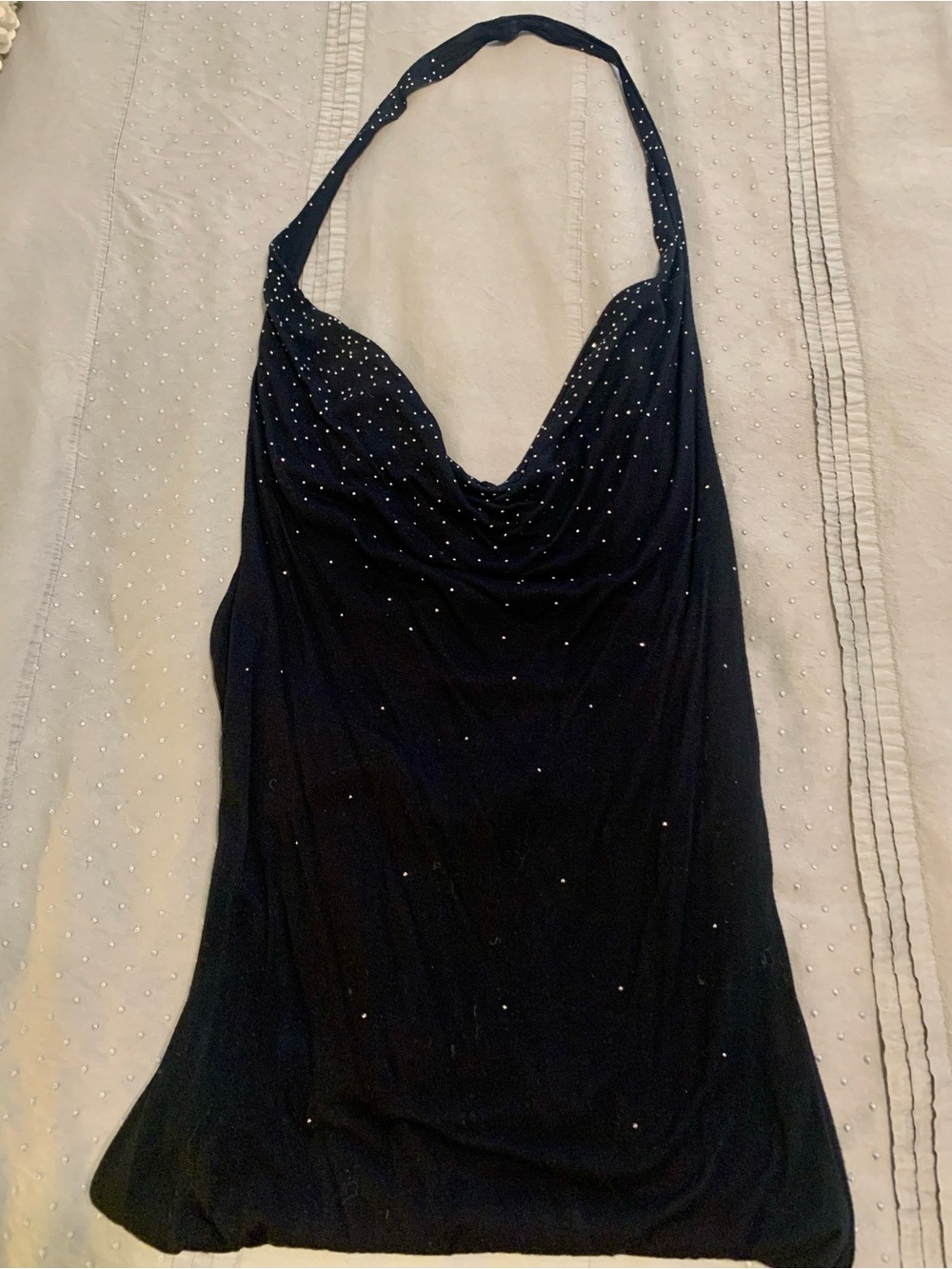 Heart Moon Star soft Cowl Neck Halter Top with Tiny Rhinestone Studs